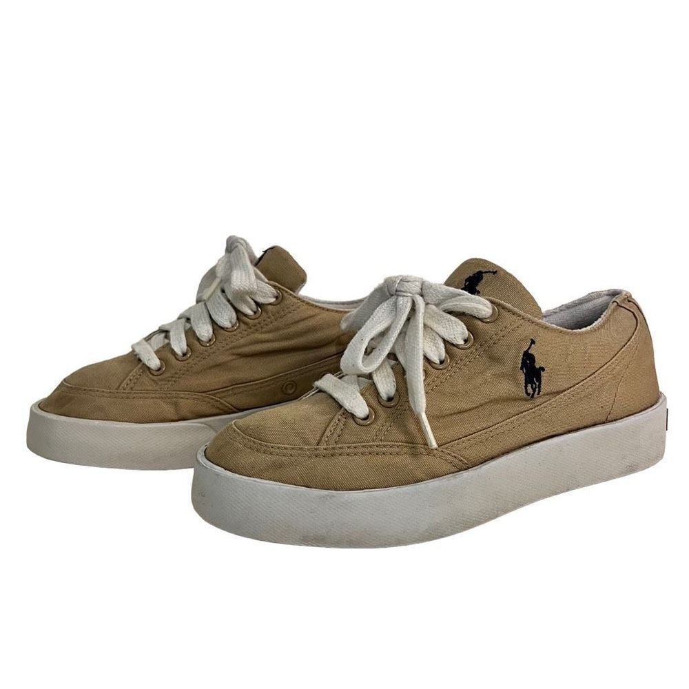 Polo by Ralph Lauren Tan Designer Sneakers Size 6